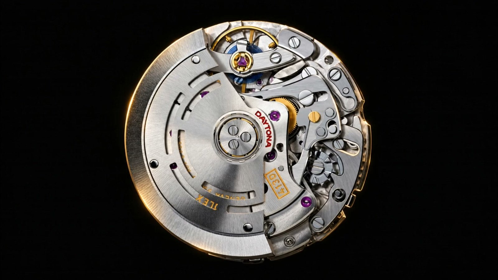 A suspended automatic chronograph movement inspired by Rolex calibre 4130